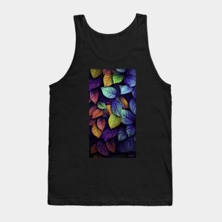 Colorful leaves on a black background Tank Top
